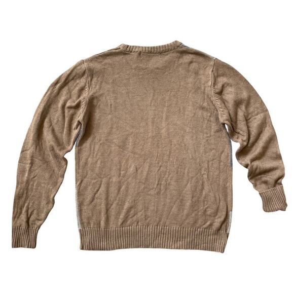 Oscar de la Renta Sweater M | Neutral Patchwork Knit, Soft Cotton Blend, Preppy - Picture 2 of 9
